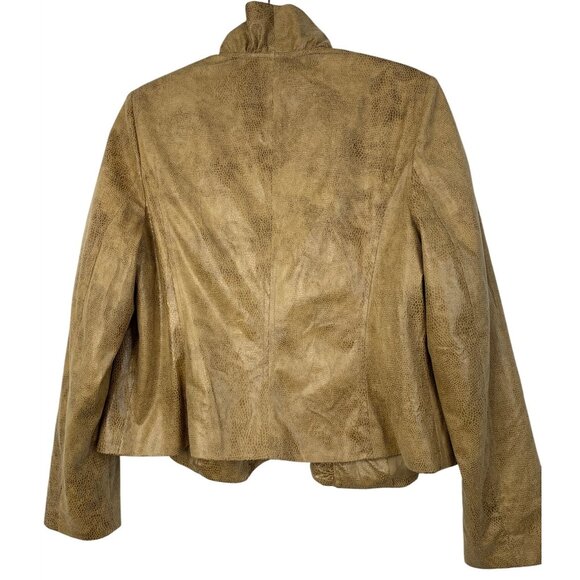 Inc International Concepts Python Lightweight Jacket Size L Petite Snap Ruffle - Picture 5 of 10